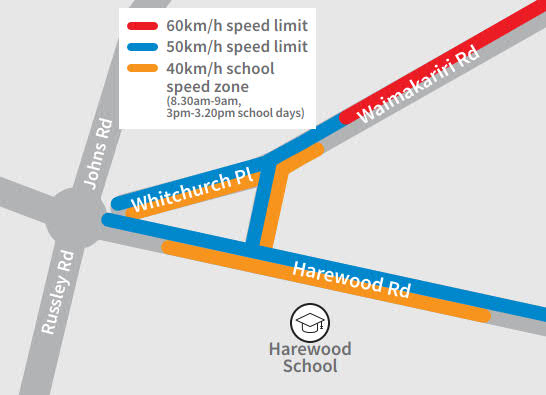Harewood School Speed Zone map