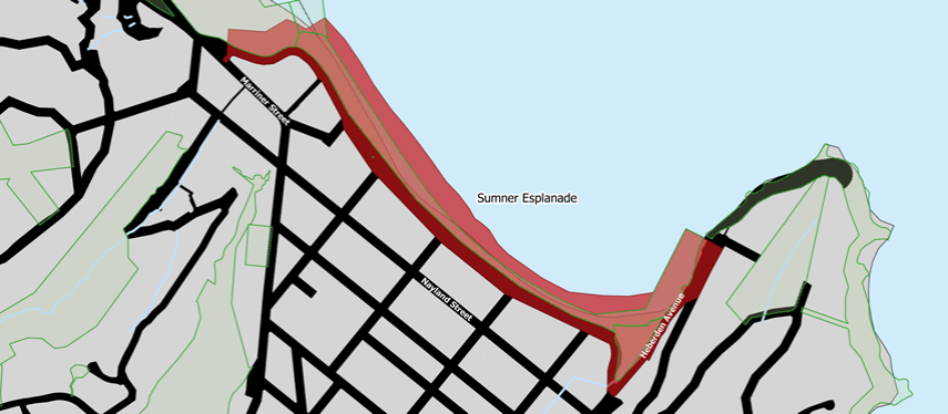 Sumner Esplanade alcohol ban area map
