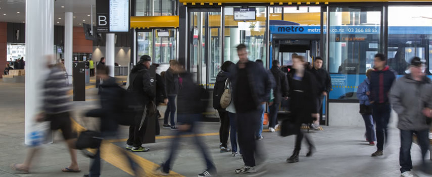 BusInterchange People walking through the bus interchange