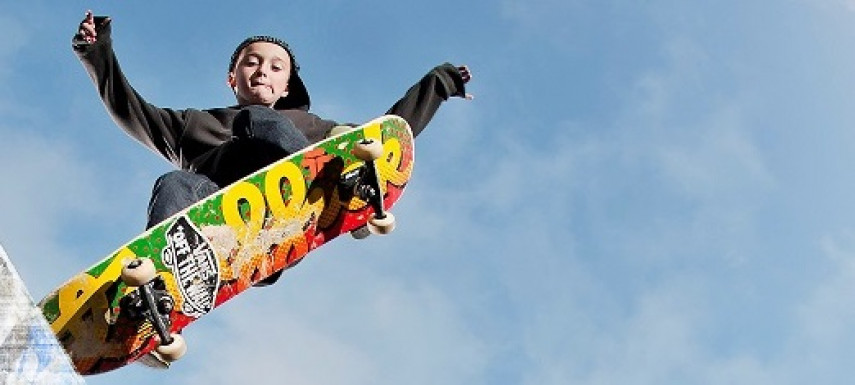 St Albans skate park banner pic Young skater