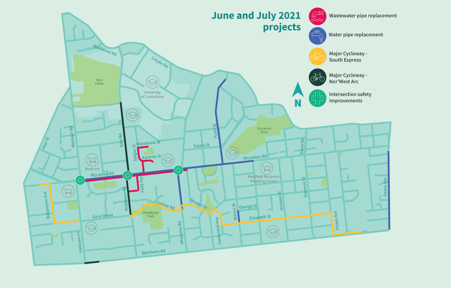 'riccarton road works map for june