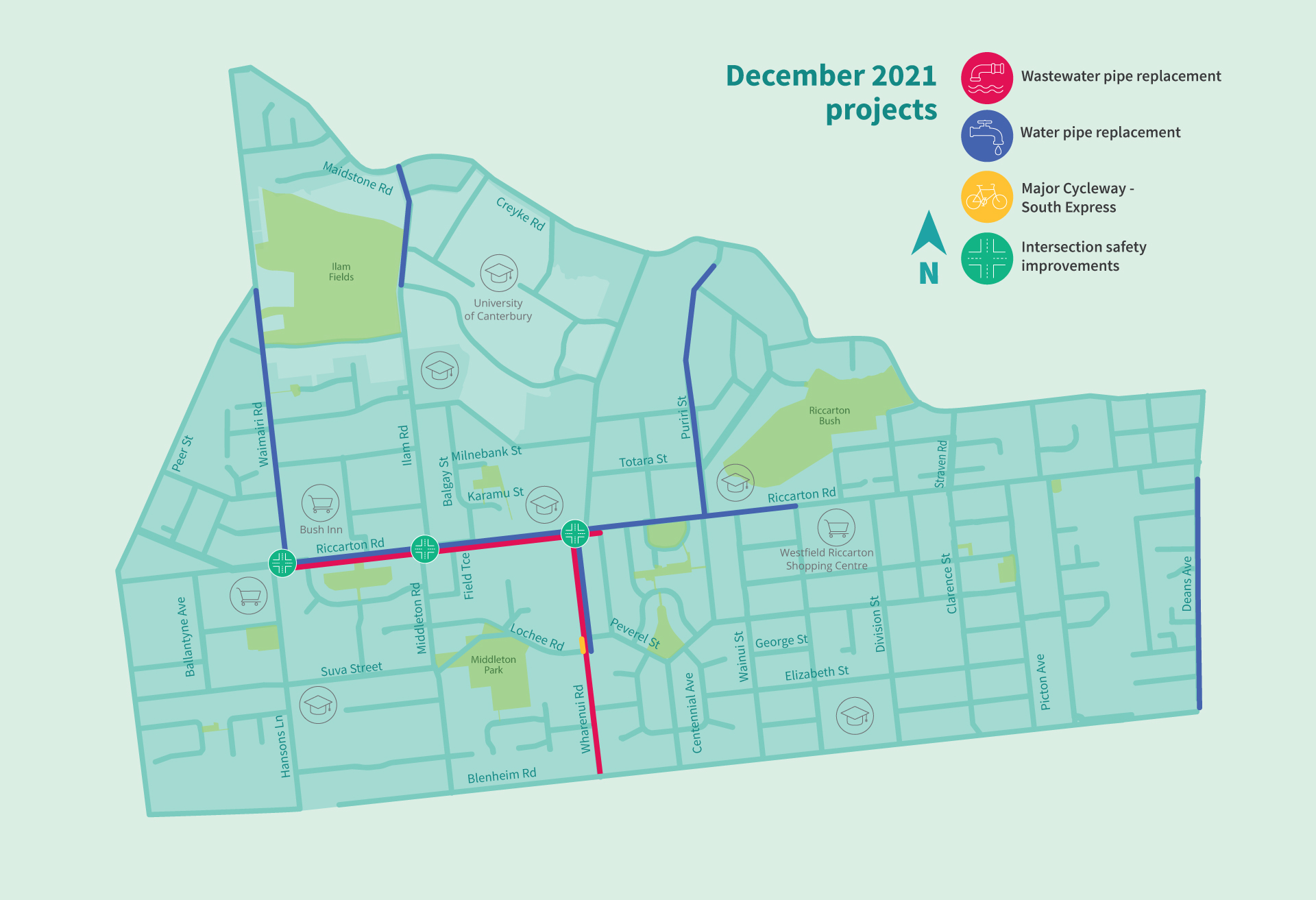 Map of riccarton road works
