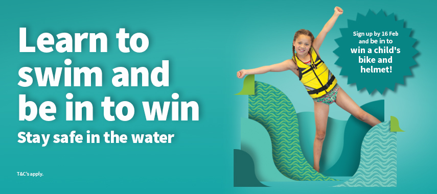Swim 1 Landing Page 855x380 learn to swim and be in to win a child's bike and helmet