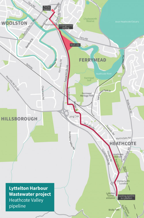 Map of the Heathcote Valley Pipeline