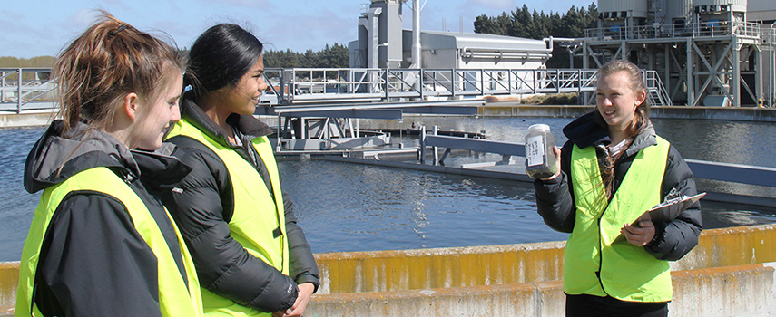 Students in front of the water treatment plant