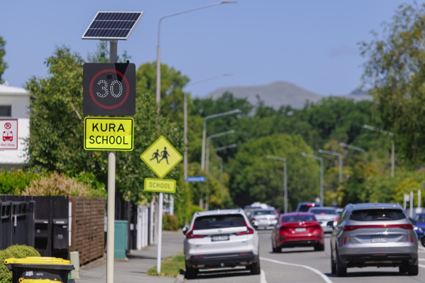 Variable school speed sign on Rossall Street.